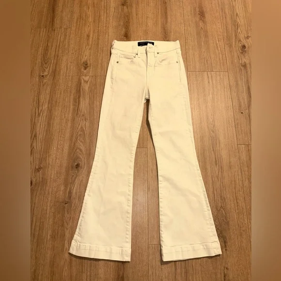 Veronica Beard Carson High Rise Ankle Flare Ecru Jeans Size 25 - Picture 8 of 14